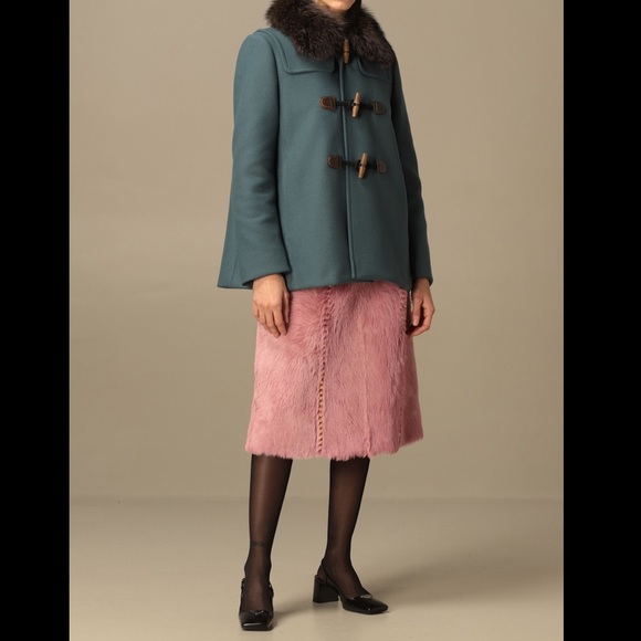 Prada Navy Blue Wool/Cashmere Blend Toggle Swing Duffle Coat Jacket - Picture 7 of 11